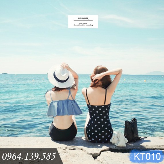 [Lẻ size 53-58kg] - Bikini bèo xanh xinh, dáng bèo kín đáo, màu jean bò cá tính, giá hạt rẻ | KT010