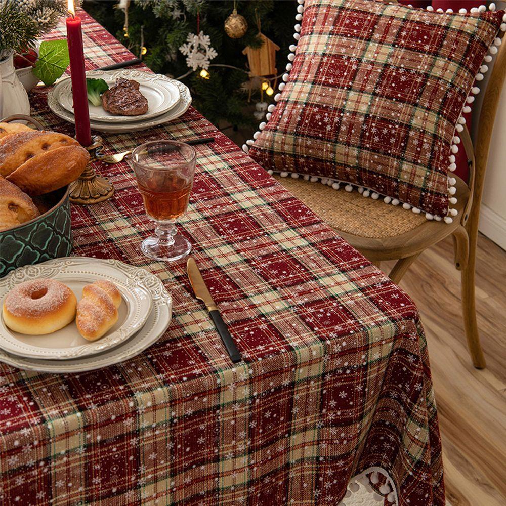 YIYU Khăn Trải Bàn Hình Vuông In Họa Tiết Caro Cổ Điển Trang Trí Bàn Ăn / Giáng Sinh