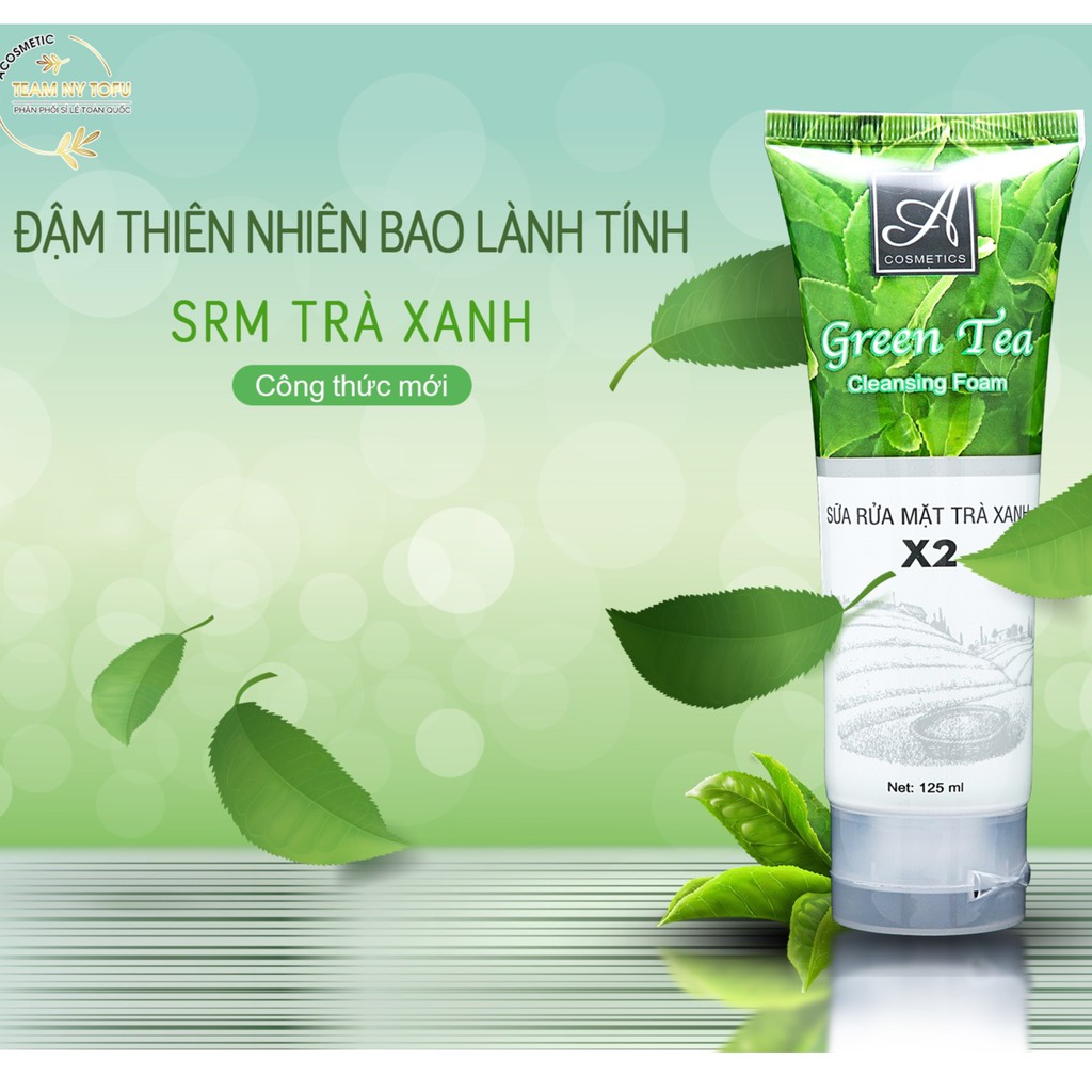 Sữa rửa mặt trà xanh x2 ngừa mụn kiềm dầu sáng da Acosmetics