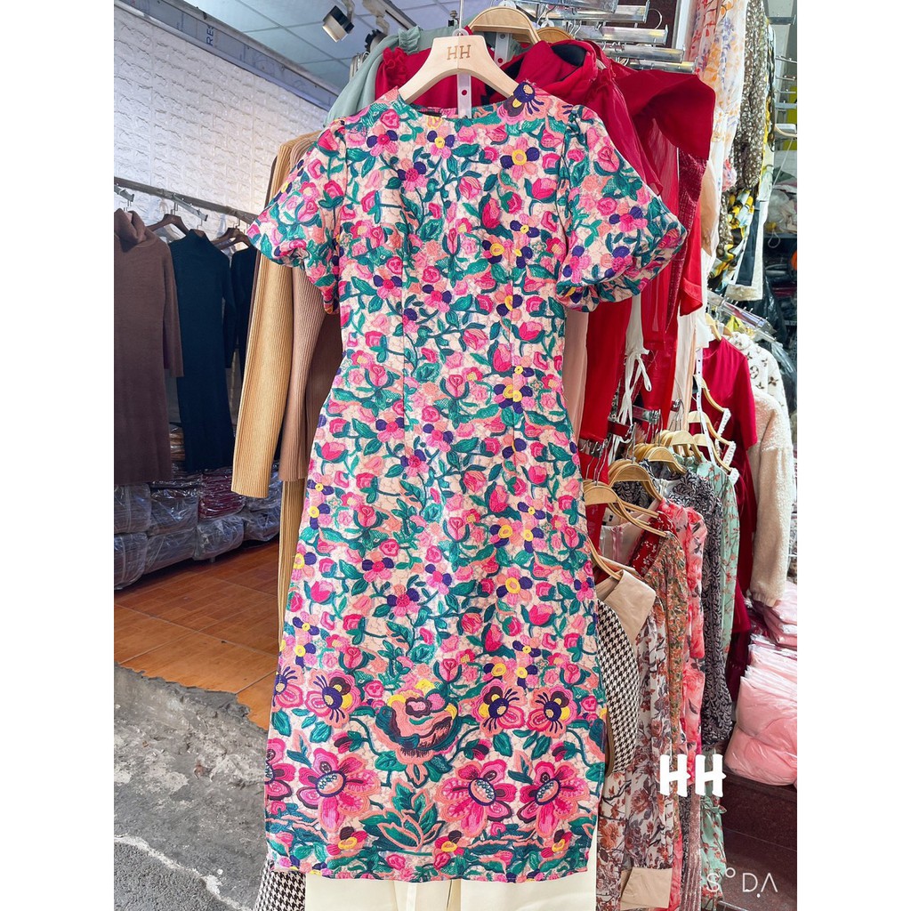 SET ÁO DÀI HOA TAY PHỒNG + QUẦN SUÔNG