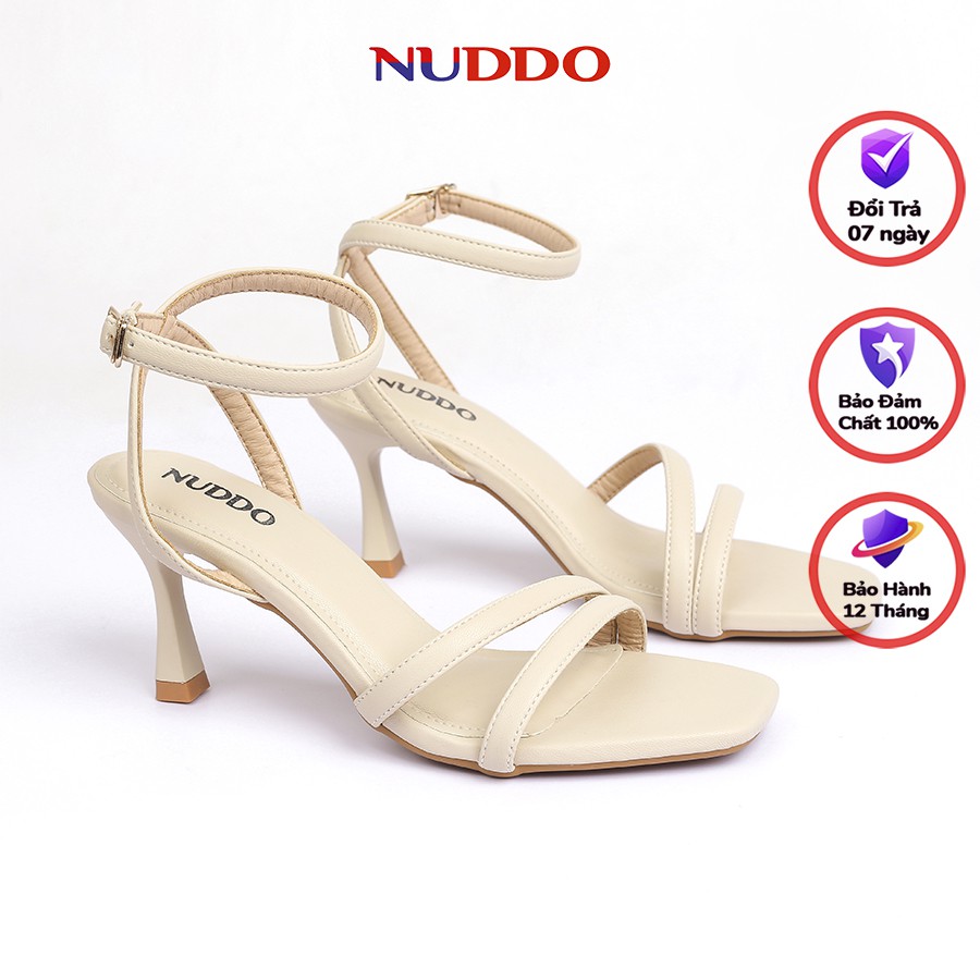 Giày sandal nữ cao gót 7 phân NUDDO quai dây mảnh đẹp gót nhọn mũi vuông kiểu dáng thời trang sang trọng