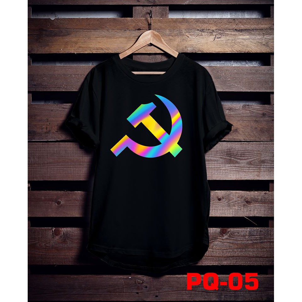 Áo phông phản quang bảy màu Hình búa liềm, form rộng tay lỡ chất Cotton freesize cho nam và nữ MODY