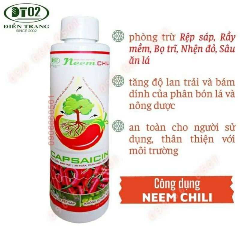 150ml Neem Chili Bám Dính Sinh Học Tránh Rệp Sáp Rầy Mềm Bằng Hoạt Chất Capsaicin