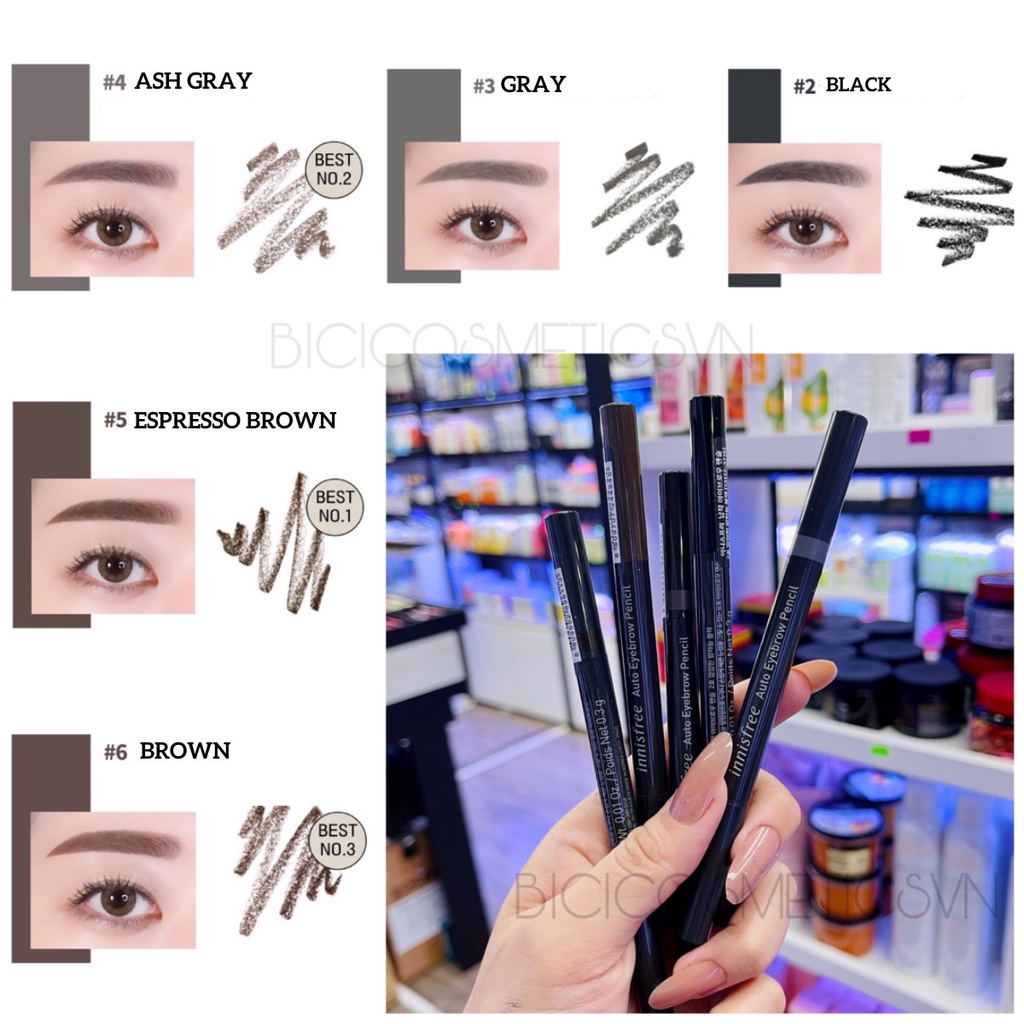 ( Mẫu 2022) Chì Kẻ Mày Ngang Thế Hệ Mới Innisfree Auto Eyebrow Pencil