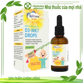 Siro Avisure D3 - MK7 Drops - Bổ sung Vitamin d3 k2, canxi cho bé, giúp xương, răng chắc khỏe