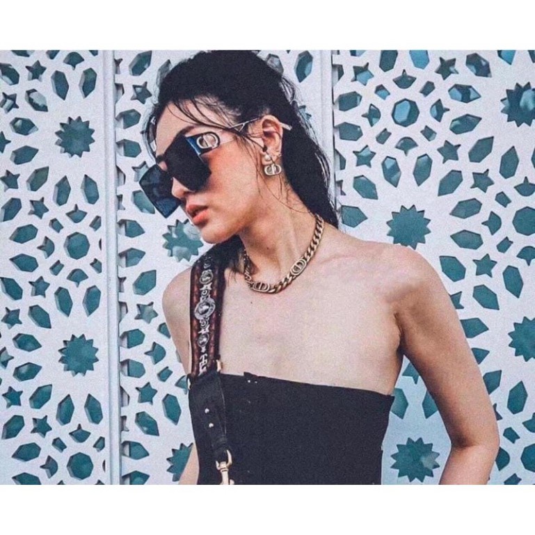 Vòng cổ choker thương hiệu CD xích bản to mạ vàng VCH49