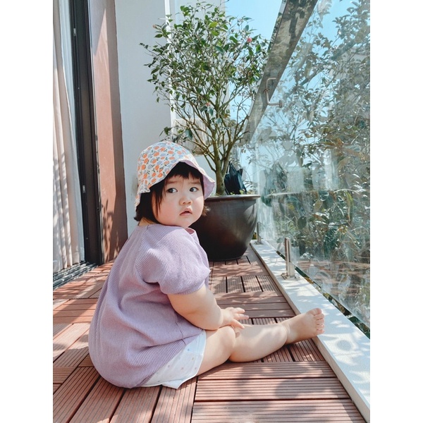 Mũ chống nắng hàn quốc cho bé 2 lớp cotton siêu thoáng mát Sambu, Nón vải cho bé gái 2 mặt hoa nhí đáng yêu