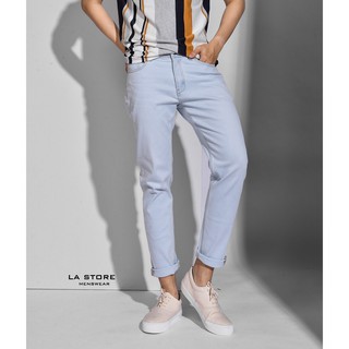 Quần jeans nam màu xanh nhạt cotton trơn form slim crop - DPA018 shop LA STORE