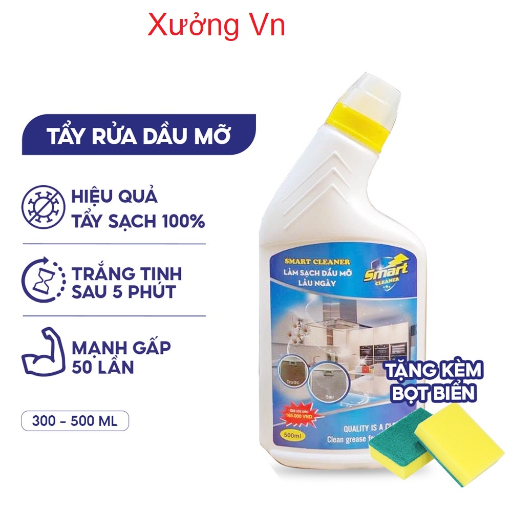 Smart Cleaner Nước tẩy rửa dầu mỡ lâu ngày nhà bếp SMART làm sạch nhanh không cần cọ rửa xoong nồi, máy hút mùi