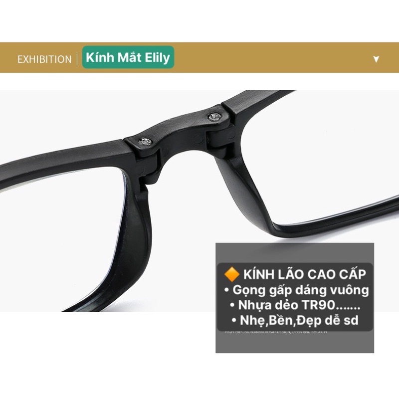 Kính đọc sách - Kính lão gọng gấp có độ - Kính viễn gập gọn có số độ sẵn