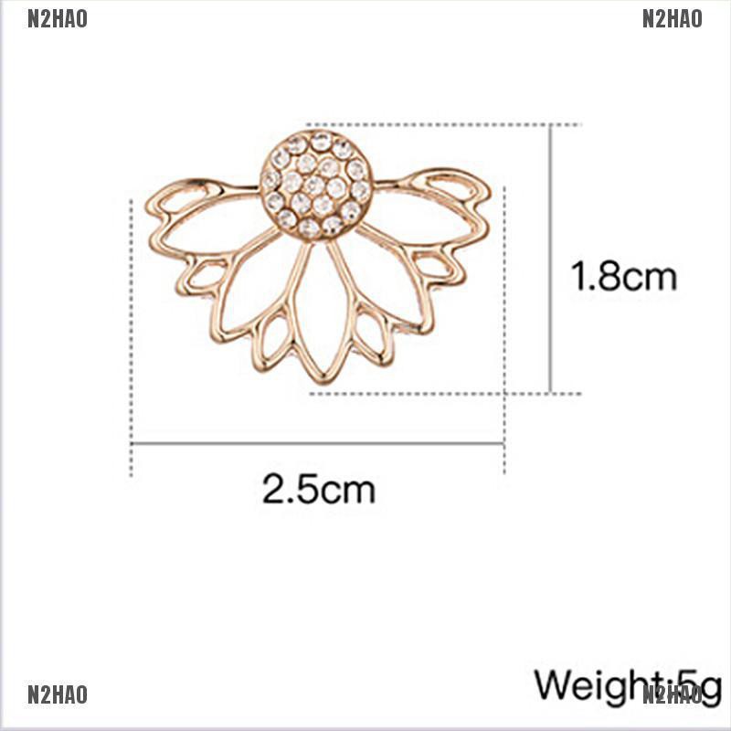 N2HAO Trendy Jewelry Fashion Gold Hollow Out Leaf Stud Earrings Ear Cuff Clip For Women Pierce