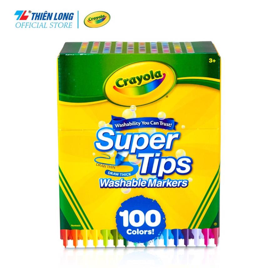 Bộ 100 Bút lông màu Crayola Supertips Washable Marker- 100 màu-  Viết, vẽ nét mảnh - nét đậm, Có thể rửa được .