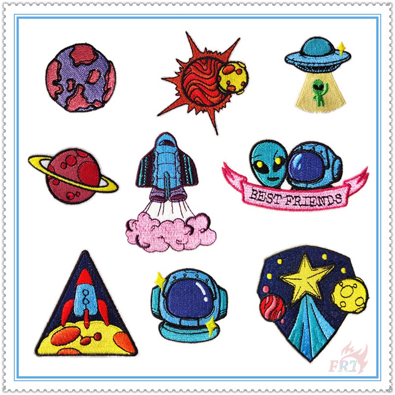 ☸ Miếng Vá Ủi Hình Hành Tinh/ UFO/Người Ngoài Hành Tinh ☸ 1 Sticker Ủi Thêu Hình Huy Hiệu