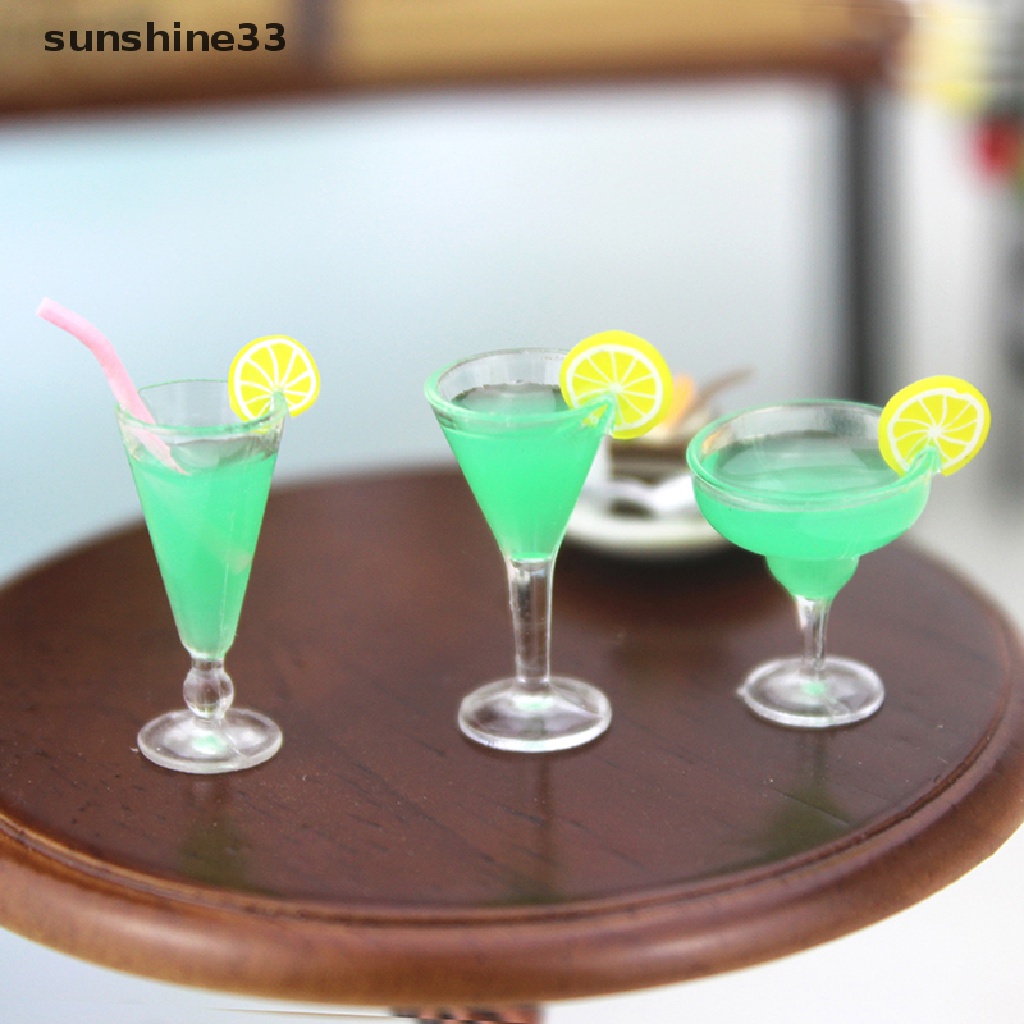 Ly Cocktail Bằng Nhựa Resin Tỷ Lệ 1 / 12 Trang Trí Nhà Búp Bê