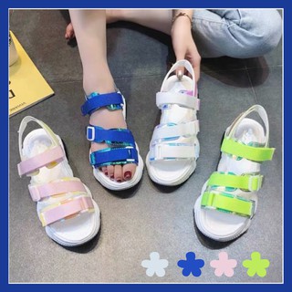 Sandal 3 Quai Hologram Đế Hình Gấu Ulzzang