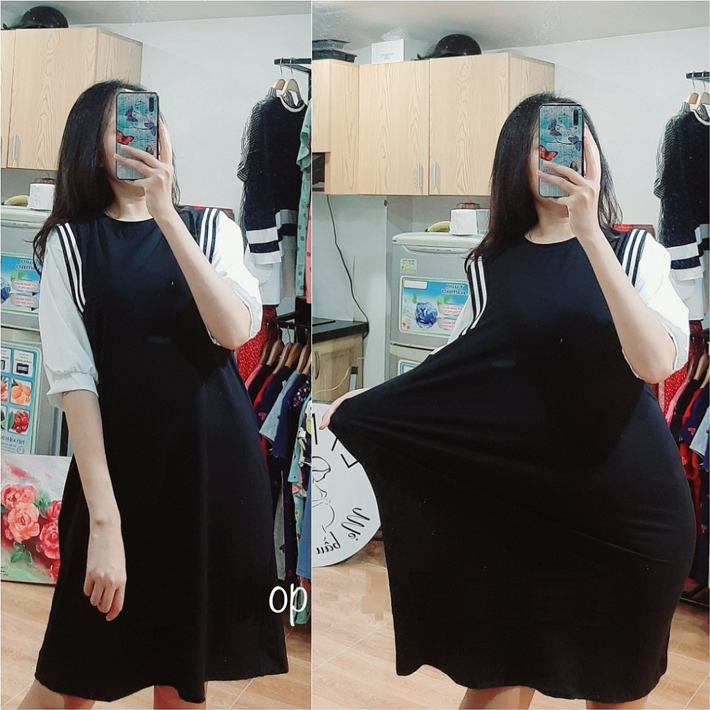Váy bầu, đầm bầu dáng thể thao, trẻ trung, năng động, chất vải cotton mềm mát, freesize dưới 68kg
