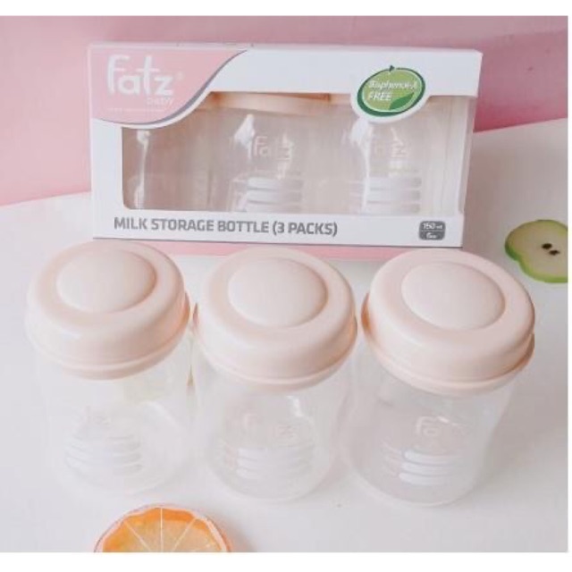Set 3 bình trữ sữa cổ rộng Fatz Baby