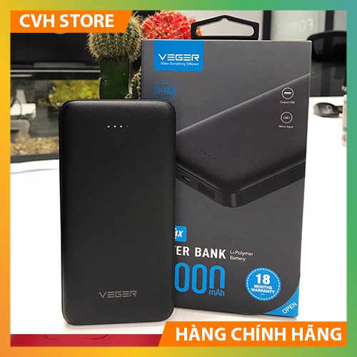 [Bán lỗ lấy đánh giá] Sạc dự phòng Veger VP-1053 10000mAh chính hãng, bảo hành 18 tháng, sạc dự phòng chính hãng