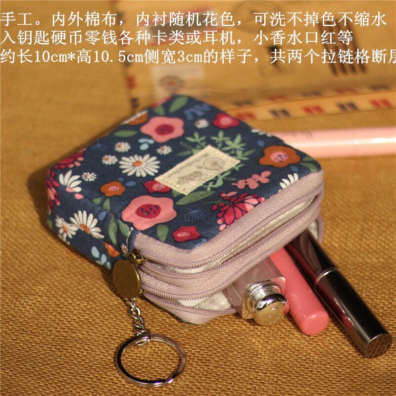 Ví ngắn vải Canvas phối khóa kéo bốn ngăn thời trang cao cấp cho nữ