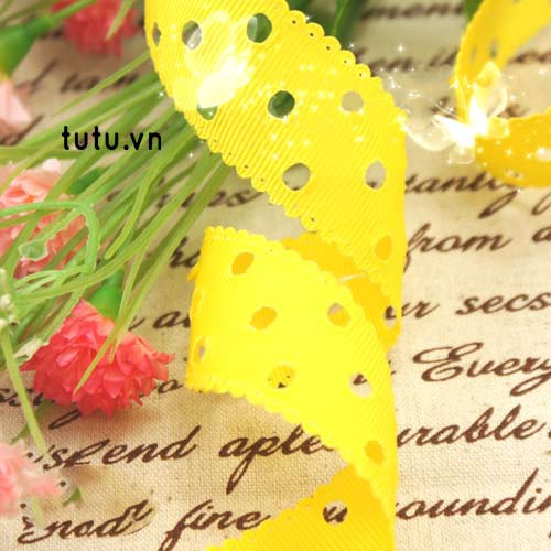 RUY BĂNG GÂN XỐP 25MM HỌA TIẾT ĐỤC LỖ, DIỀM NỮ TÍNH HT25-046
