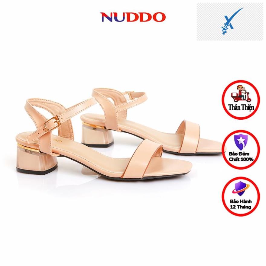 🖐️ Giày sandal nữ cao gót NUDDO 3 phân quai ngang mảnh gót vuông mũi vuông thời trang cao cấp NC320 🖐️