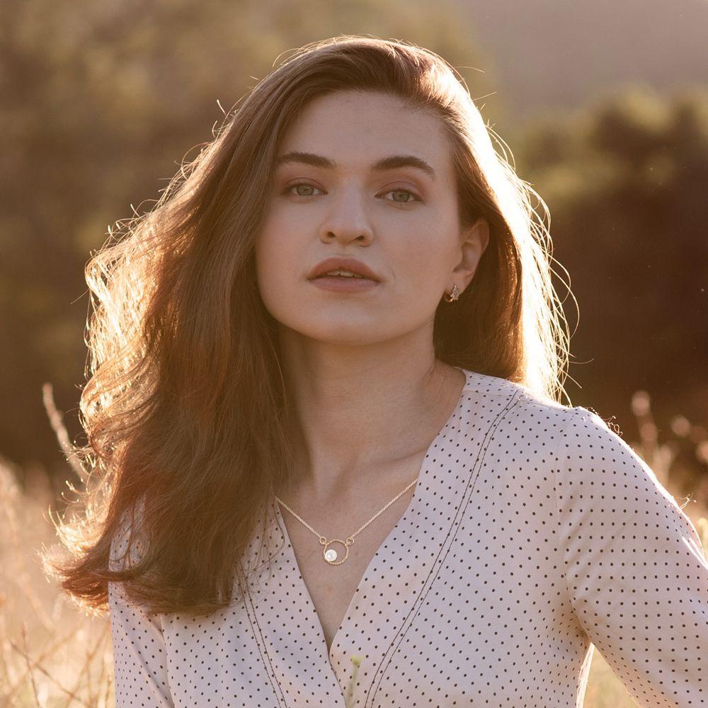 Vòng cổ Mặt Tròn Đính Hạt Giả Ngọc Trai