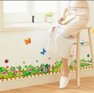 Decal chân dán tường hoa lá cỏ 3 lá