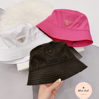 Mũ Bucket Pra.da Nam Nữ Vải Gió Cao Cấp Chống Nắng, Chống Nước - Màu Đen/Trắng/Hồng - Hàng Quảng Châu L1