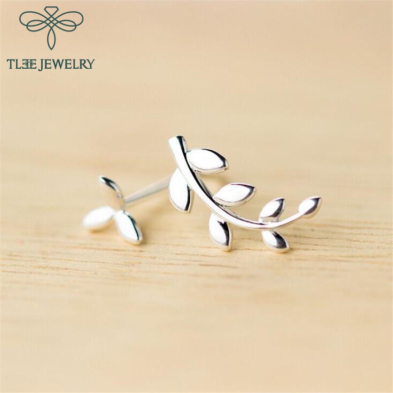 Khuyên tai bạc nữ TLEE lá lệch basic cá tính TleeJewelry B0191