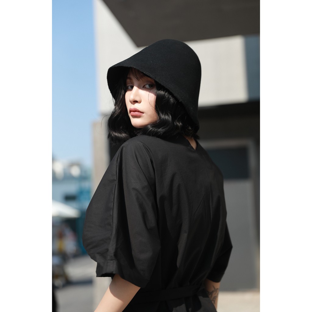 Mũ Bucket Len Màu Trơn Phong Cách Hàn Quốc Thời Trang Thu Đông Cho Nam Nữ