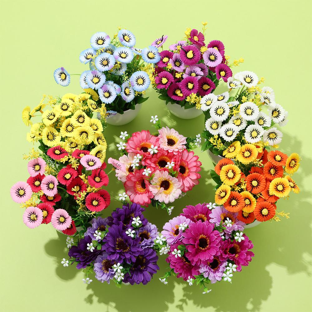 KUNHEV Chậu Hoa Mẫu Đơn Nhân Tạo Màu Sắc Tươi Sáng Để Bàn Trang Trí