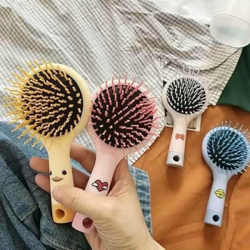 Lược Gỡ Rối Massage Kèm Gương Chải Tóc Chuyên Dụng Nhiều Hình Xinh Xắn
