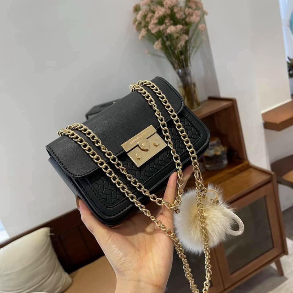 TÚI KHÓA BẤM 18CM ĐEN BẠC MẪU MỚI 2021