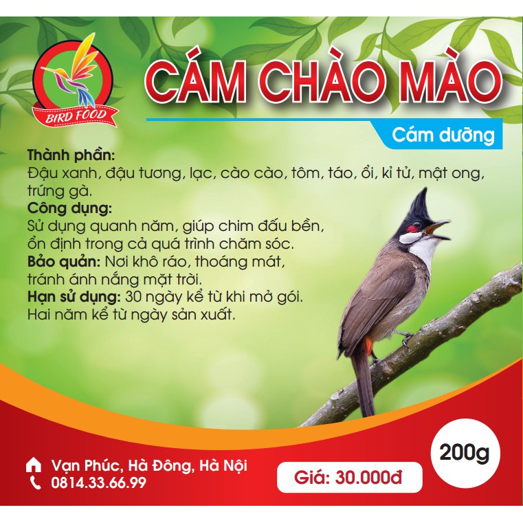 Cám chim chào mào Dưỡng BIRDFOODS - 200g