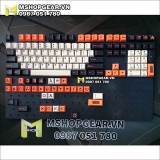 Nút bấm bàn phím cơ Các bon màu trắng - đen - cam 133 nút – Bao gồm nút shift 1.75u