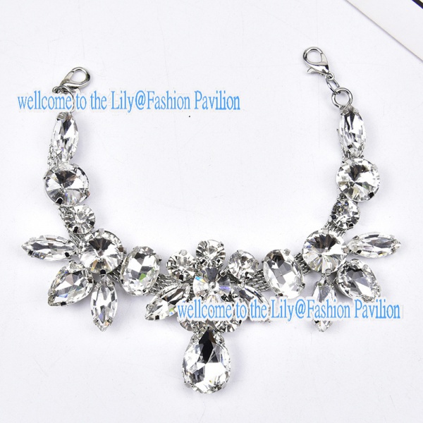 1402885 Phụ Kiện Dây Xích Tròn Đính Đá Mắt Ngựa Trắng Trang Trí Túi Xách / Đầm Cô Dâu