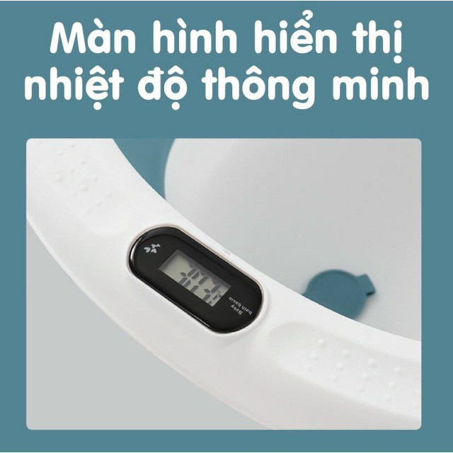 [Mã 267FMCGSALE giảm 8% đơn 500K] CHẬU TẮM GẤP GỌN CÓ NHIỆT KẾ KÈM PHAO CHÍNH HÃNG HOLLA CAO CẤP CHO BÉ