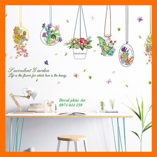 Decal dán tường giỏ hoa xinh xắn