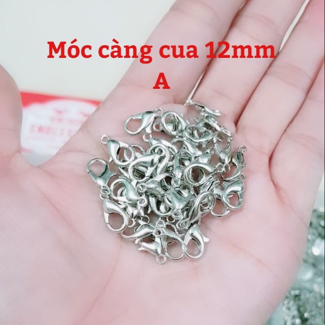 Khóa gài vòng tay, móc càng cua màu trắng bạc 12mm