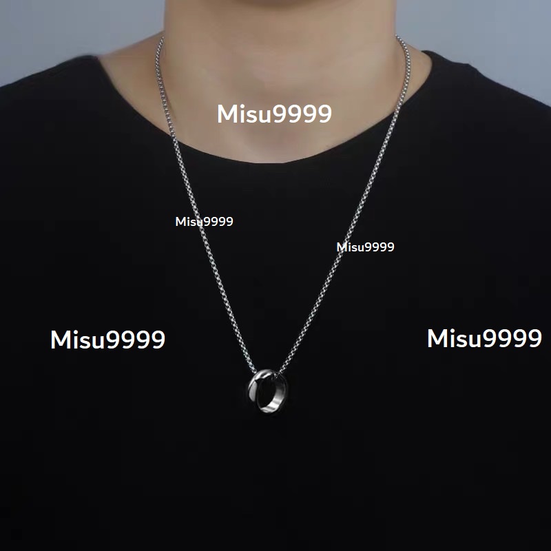 Dây chuyền titan phối nhẫn trơn bóng cong