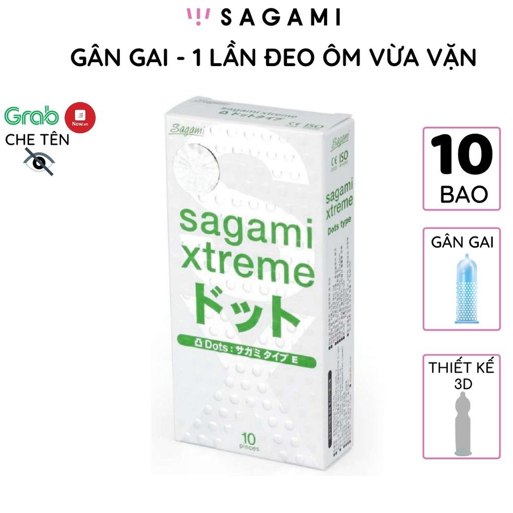 Bao cao su Sagami XTREME White box gân GAI Hộp 10 chiếc 1 lần thắt chống tuột kéo dài thời gian tăng cảm giác