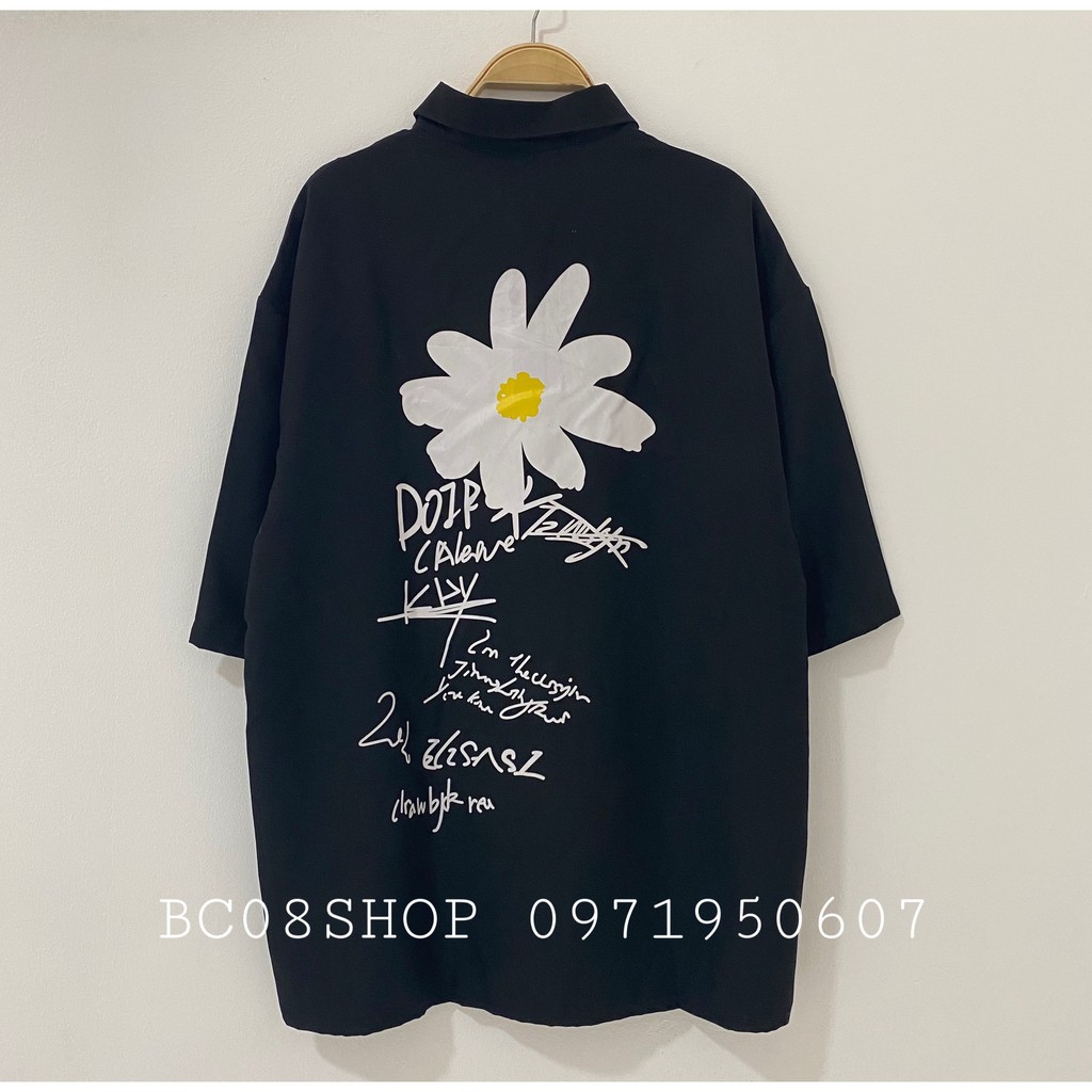 Áo Sơ Mi Tay Lỡ HOA CÚC Unisex dáng rộng 2 màu ĐEN HỒNG có size - BC076 | BigBuy360 - bigbuy360.vn