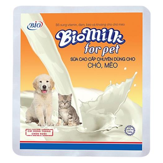 Sữa chó mèo Bio Milk 100g và sữa bột 100gr zip