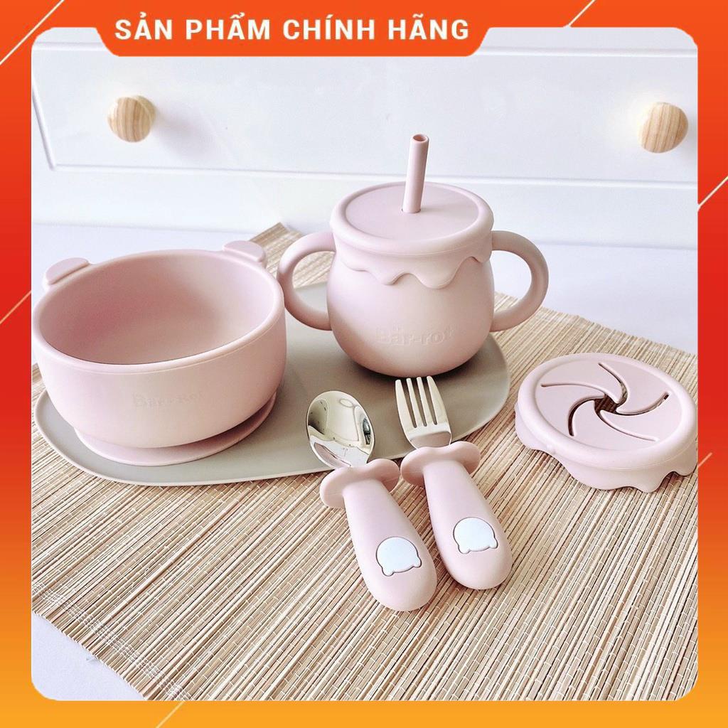 Bát có đế hít Thìa Dĩa Cốc tập hút ăn dặm Bar rot - Sét Thìa Nĩa cao cấp cho bé