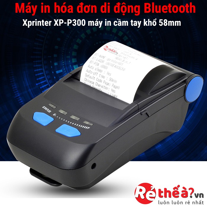 Máy in hóa đơn in nhiệt in bill mini Xprinter XP P300 -  máy in cầm tay bluetooth di động có pin sạc khổ giấy 58 | WebRaoVat - webraovat.net.vn