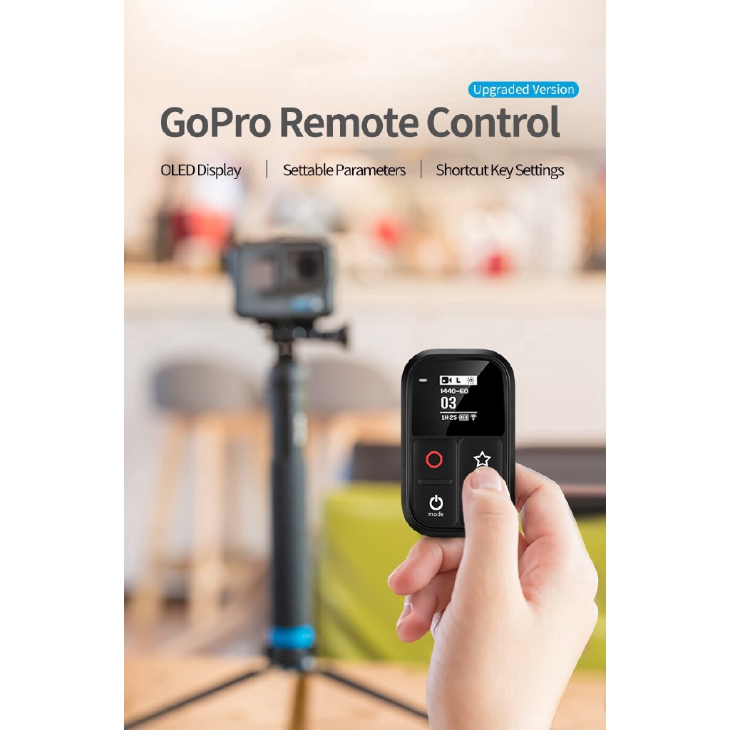 TELESIN 80M Wifi Remote Control cho GOPRO Anh hùng Đen 7 6 5 3 3+ 4 phiên Tự sáng OLED màn hình Set từ xa