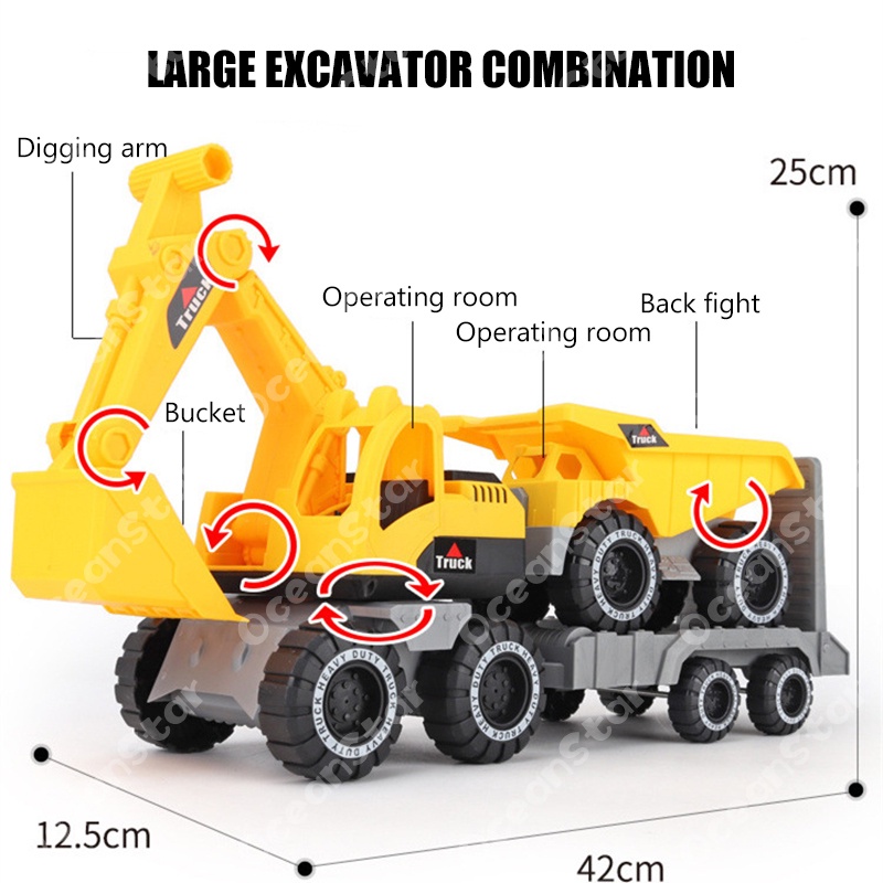 Đồ chơi xe ủi/ xúc đất HYG TOYS 2 trong 1 bằng nhựa chất lượng tốt làm quà tặng cho bé trai