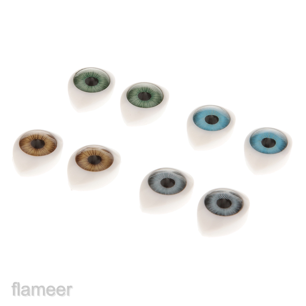 Set 4 Cặp Mắt Nhựa Hình Oval 9mm 4 Màu Sắc Tùy Chọn Dành Cho Búp Bê