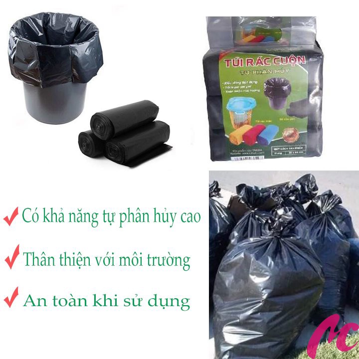 Combo 3 cuộn túi rác Tahufa tự phân hủy 1kg an toàn thân thiện với môi trường_CC888