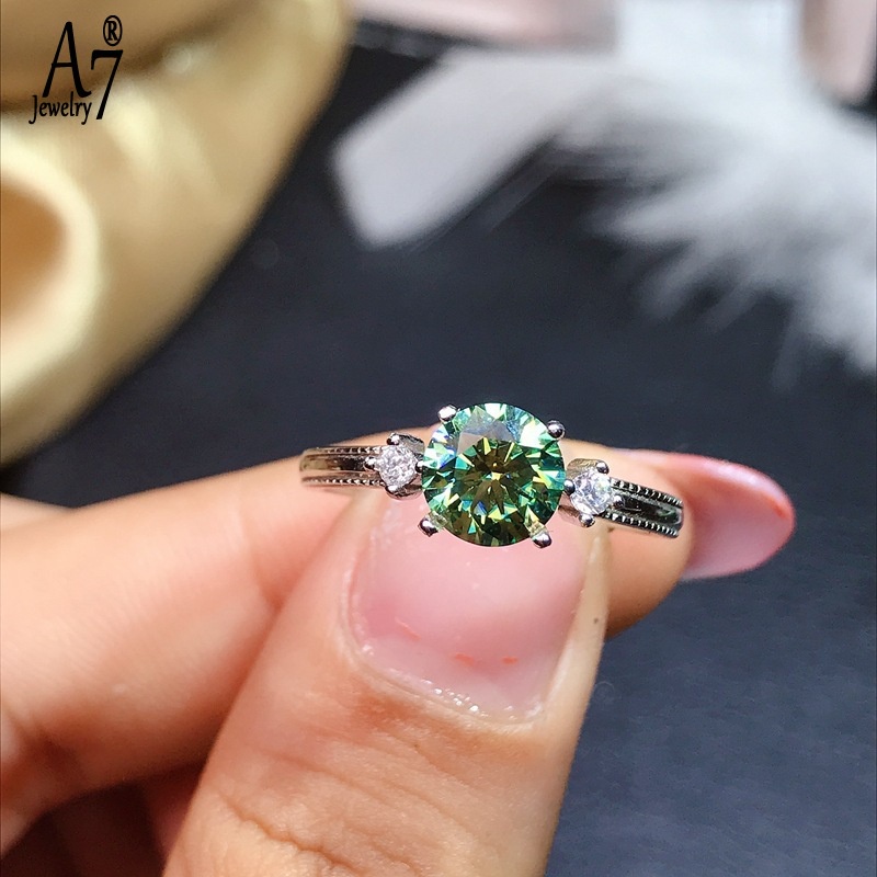 Nhẫn dạng hở mặt đính đá moissanite 1K nhân tạo điều chỉnh được thời trang dành cho nữ